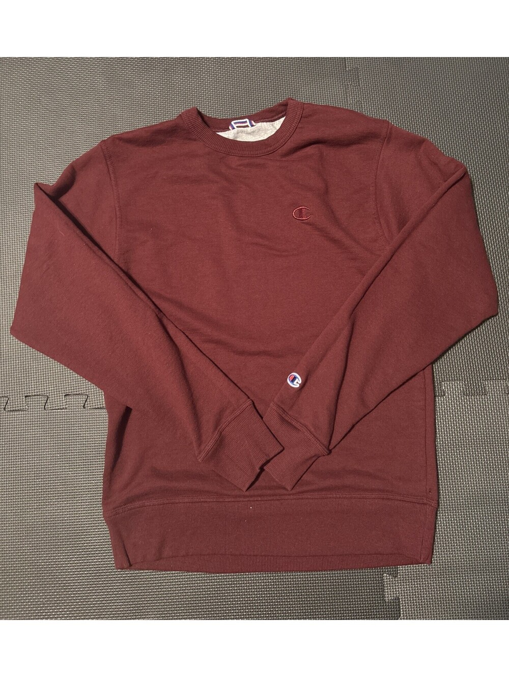 Champion Sweatshirt Men's Small Maroon Fleece Crew Neck Long Sleeve Pullover